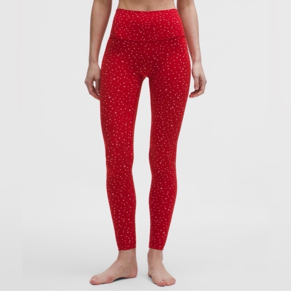 Lululemon Align High Rise Pant Leggings Red Heart Scatter Dot Print Size 10 NWT